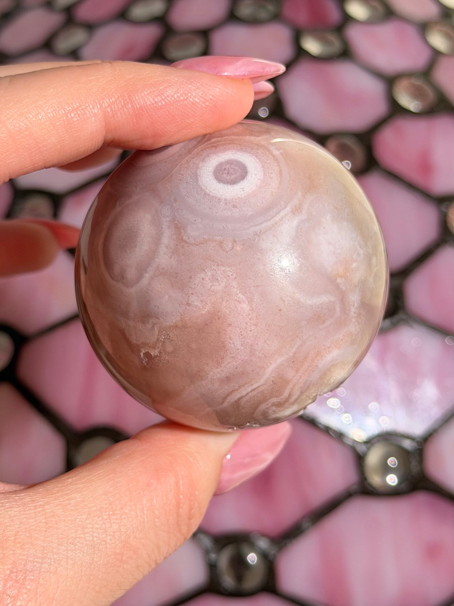 Purple toned Pink amethyst x flower agate sphere