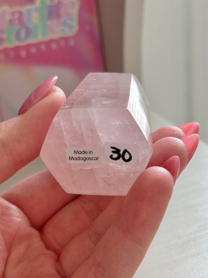 Baby pink rose quartz tower