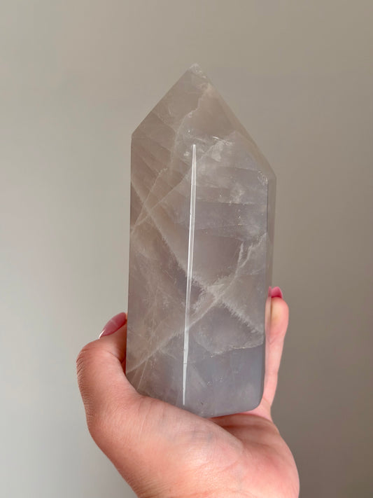 Ethereal Blue rose quartz tower