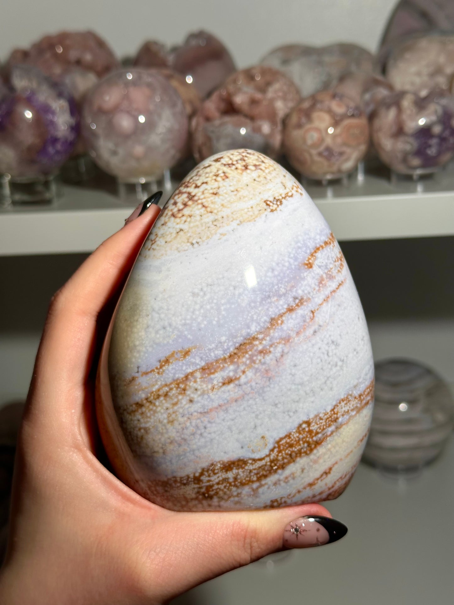 Orbicular pastel sea jasper freeform