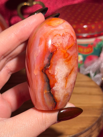 Peachy banded carnelian freeform