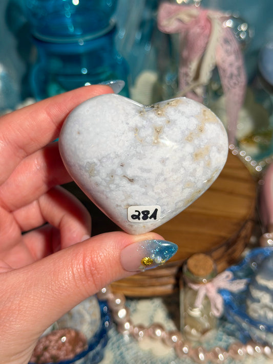 Pastel periwinkle orby sea jasper heart 28A