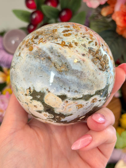 Large multi colored cosmic sea jasper sphere