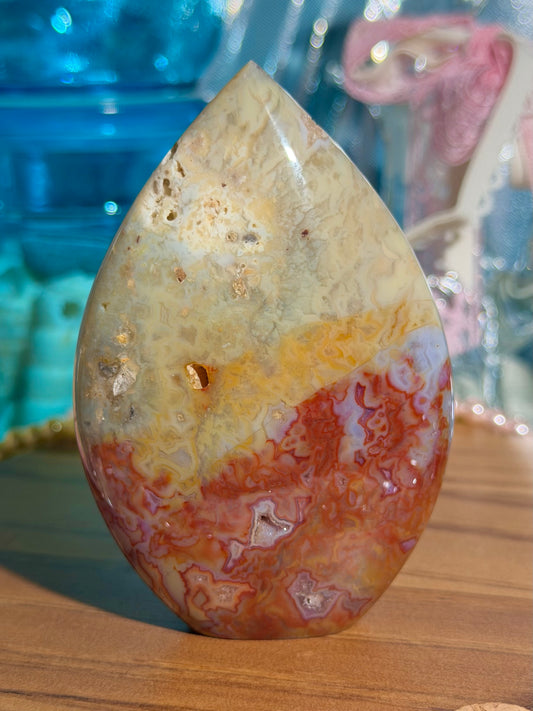 Red moss agate flame from Indonesia 34F