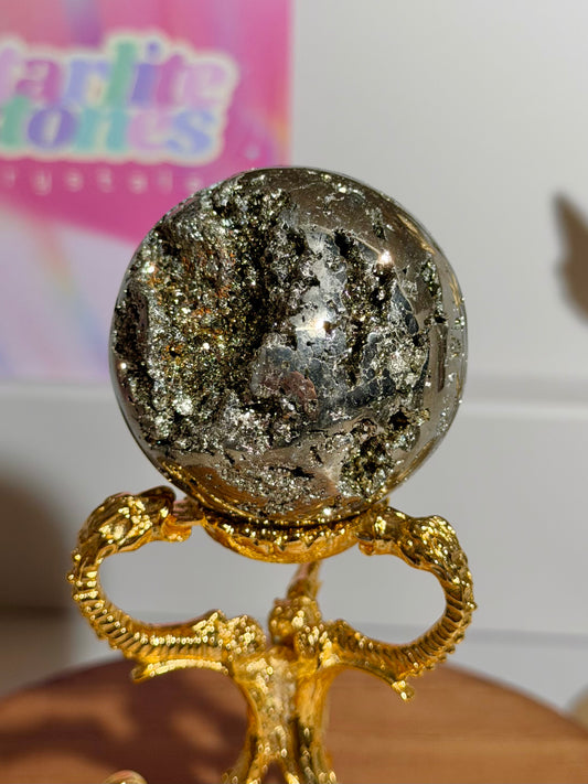 Golden pyrite sphere from Peru