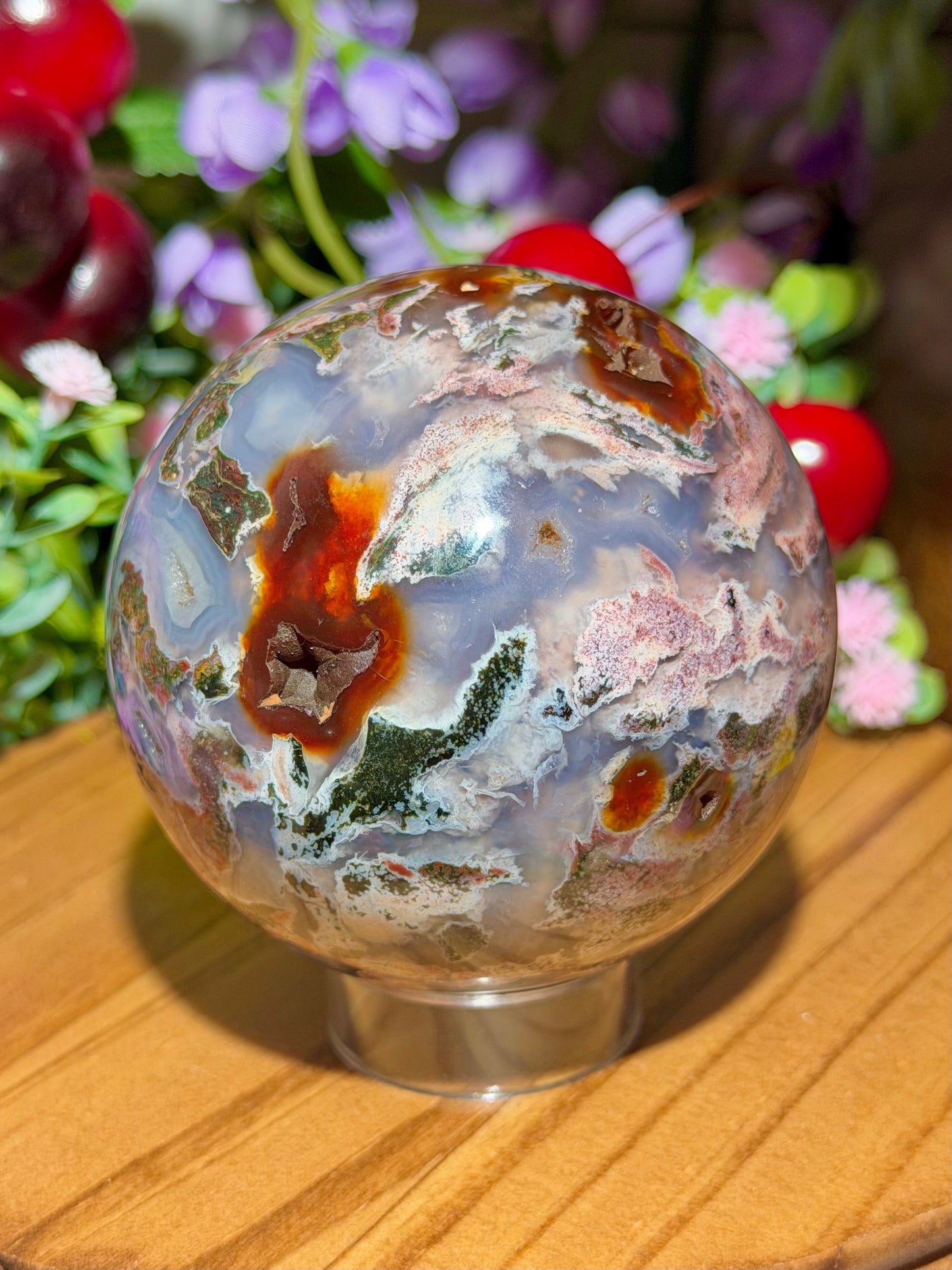 Pink cosmic sea jasper sphere