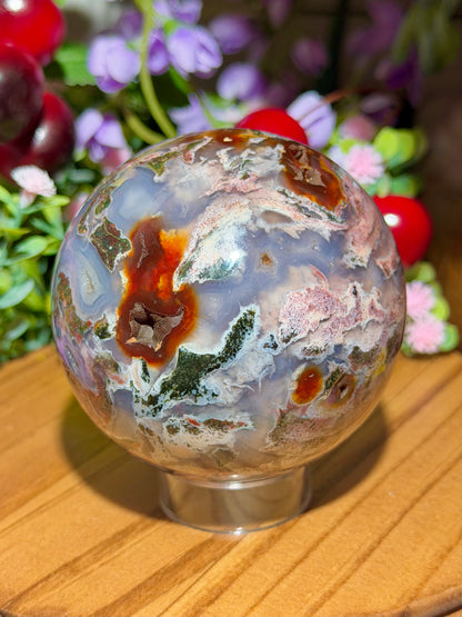 Pink cosmic sea jasper sphere