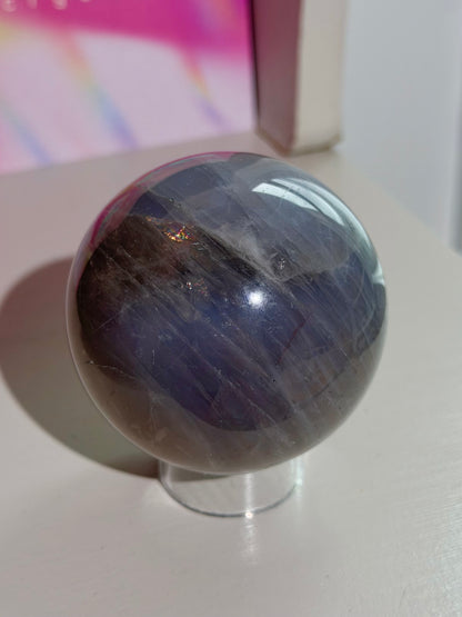 Moody dark blue rose quartz sphere