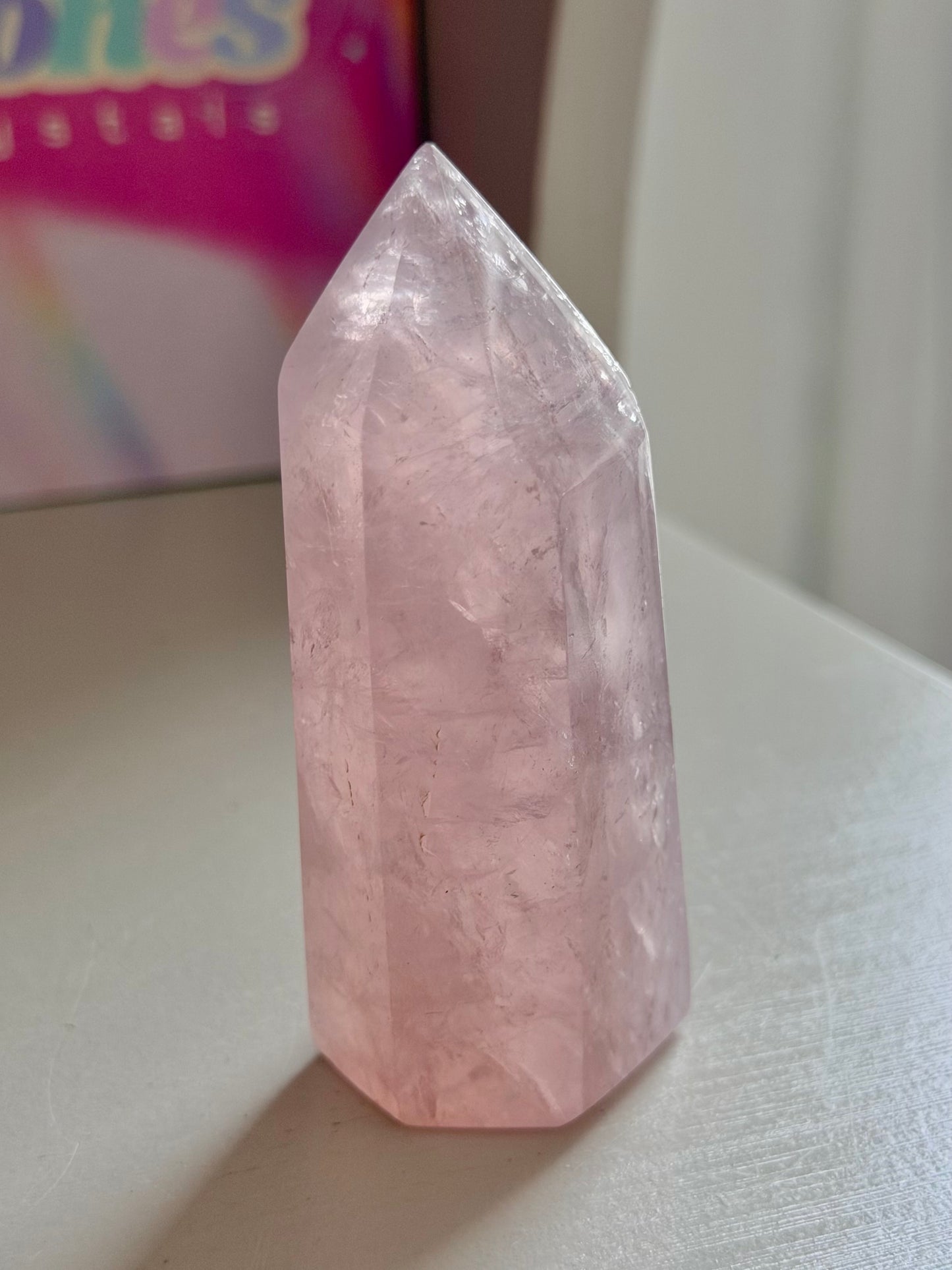 Gemmy pink rose quartz tower
