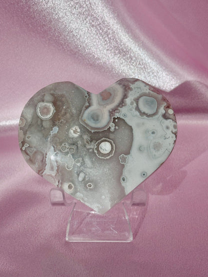 Flower agate heart (B)