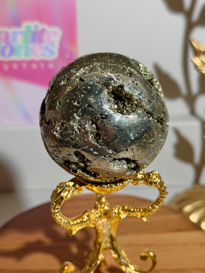 Golden pyrite sphere from Peru