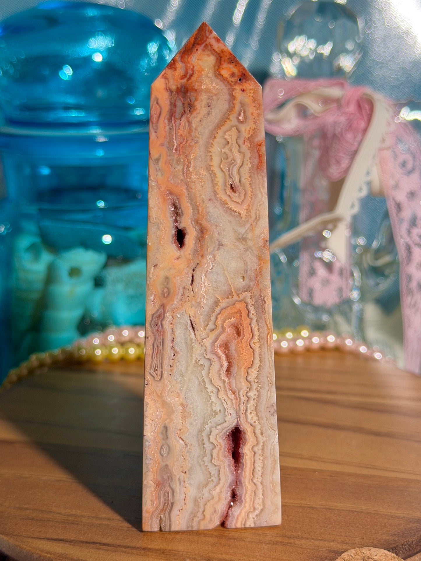 "Coral Reef" Indonesian crazy lace agate tower 34A