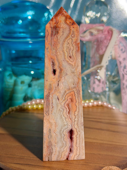 "Coral Reef" Indonesian crazy lace agate tower 34A