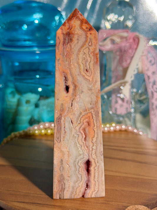 "Coral Reef" Indonesian crazy lace agate tower 34A