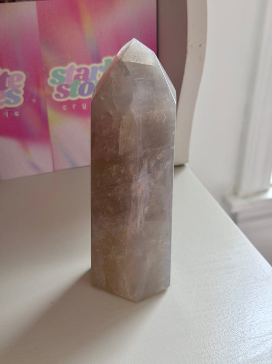 Blue rose quartz tower