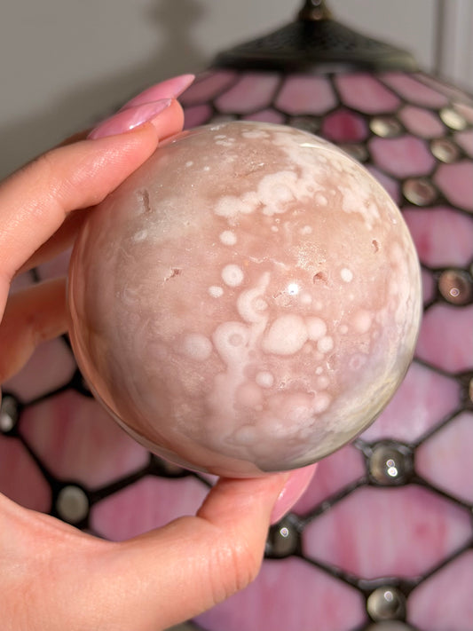 Pink amethyst x flower agate sphere