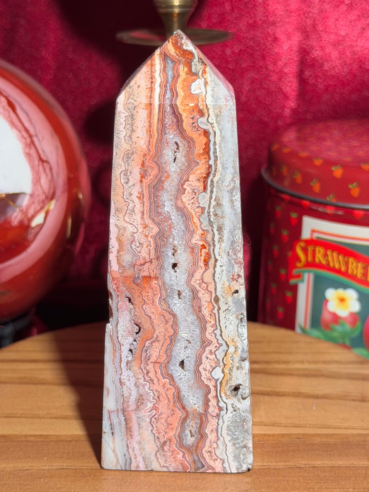 Crazy lace agate tower from Indonesia