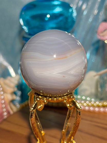 Blue agate sphere from Madagascar 25A