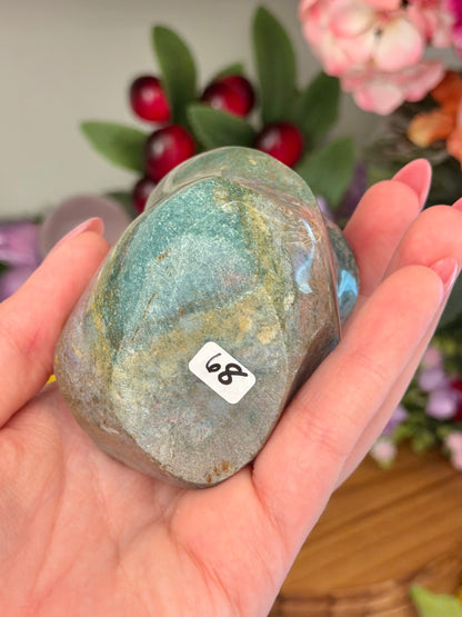 Lilac and green pastel sea jasper flame