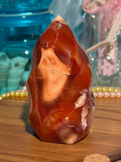 Strawberry red banded carnelian flame