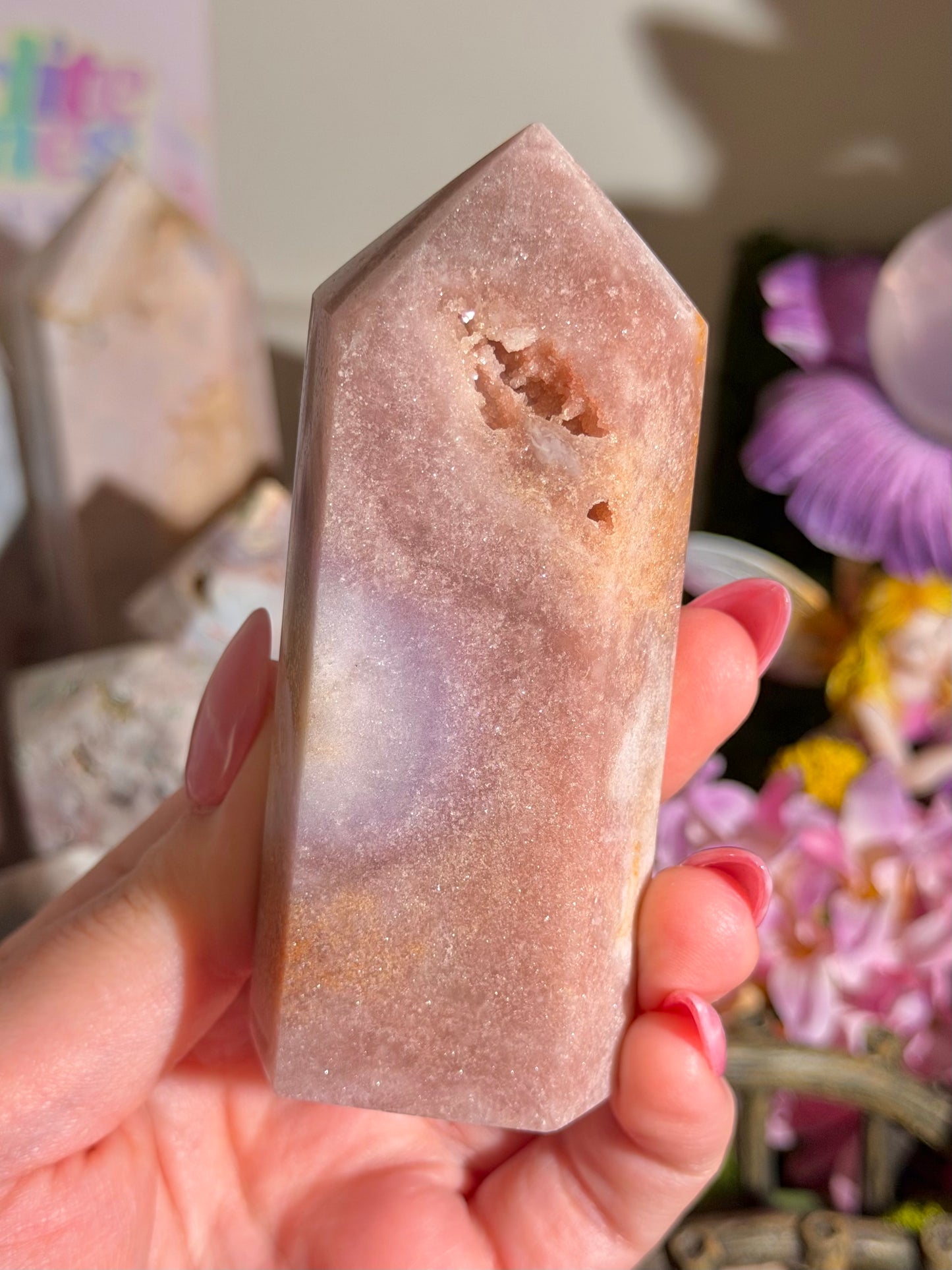 Pink "nebula" amethyst tower from Brazil