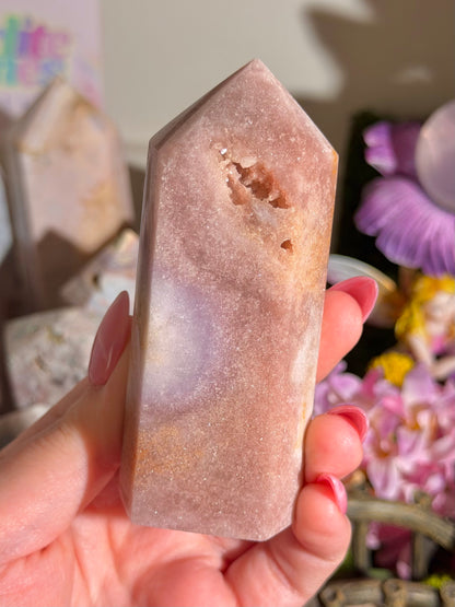 Pink "nebula" amethyst tower from Brazil