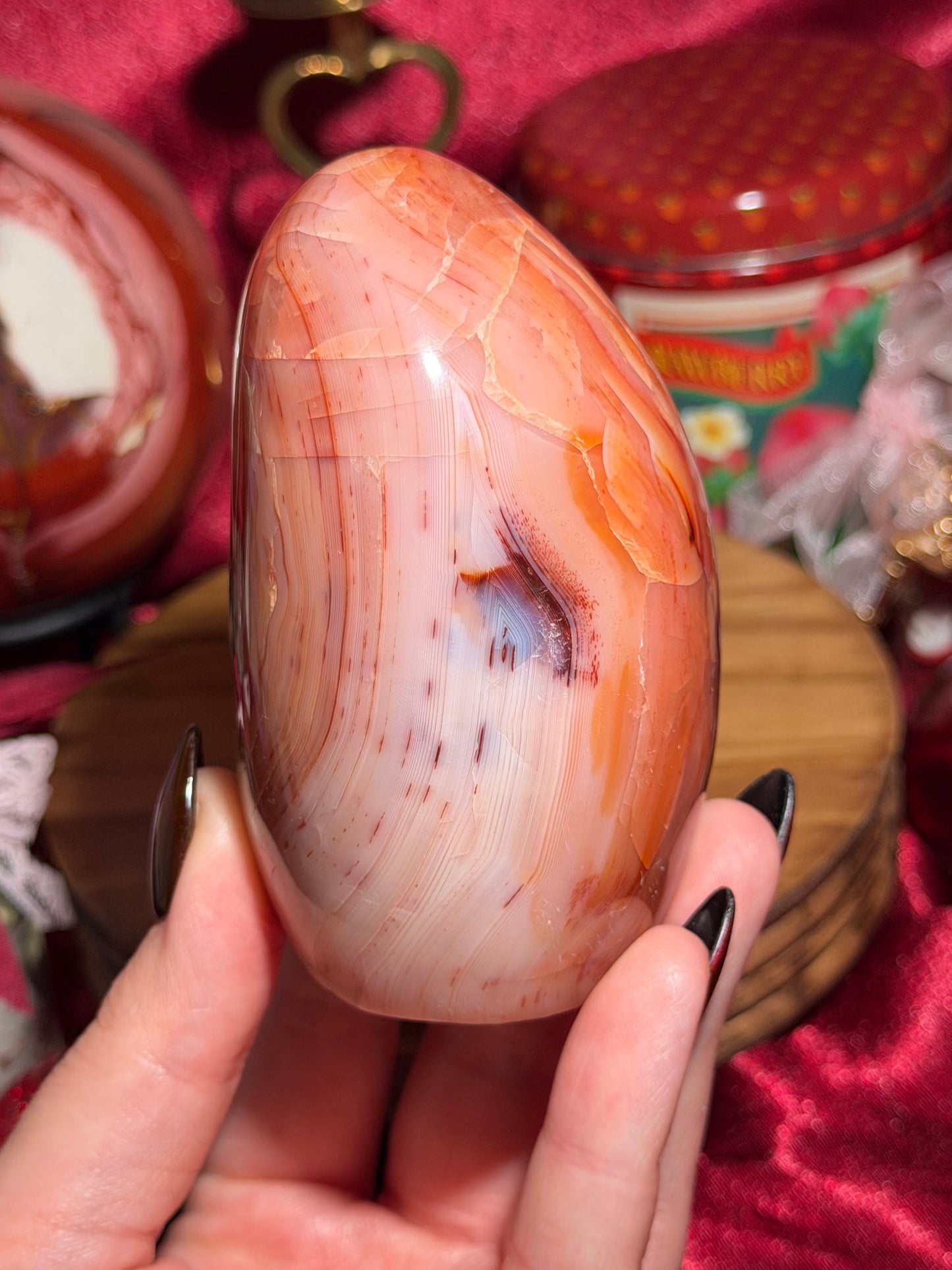 Large pastel pink carnelian freeform