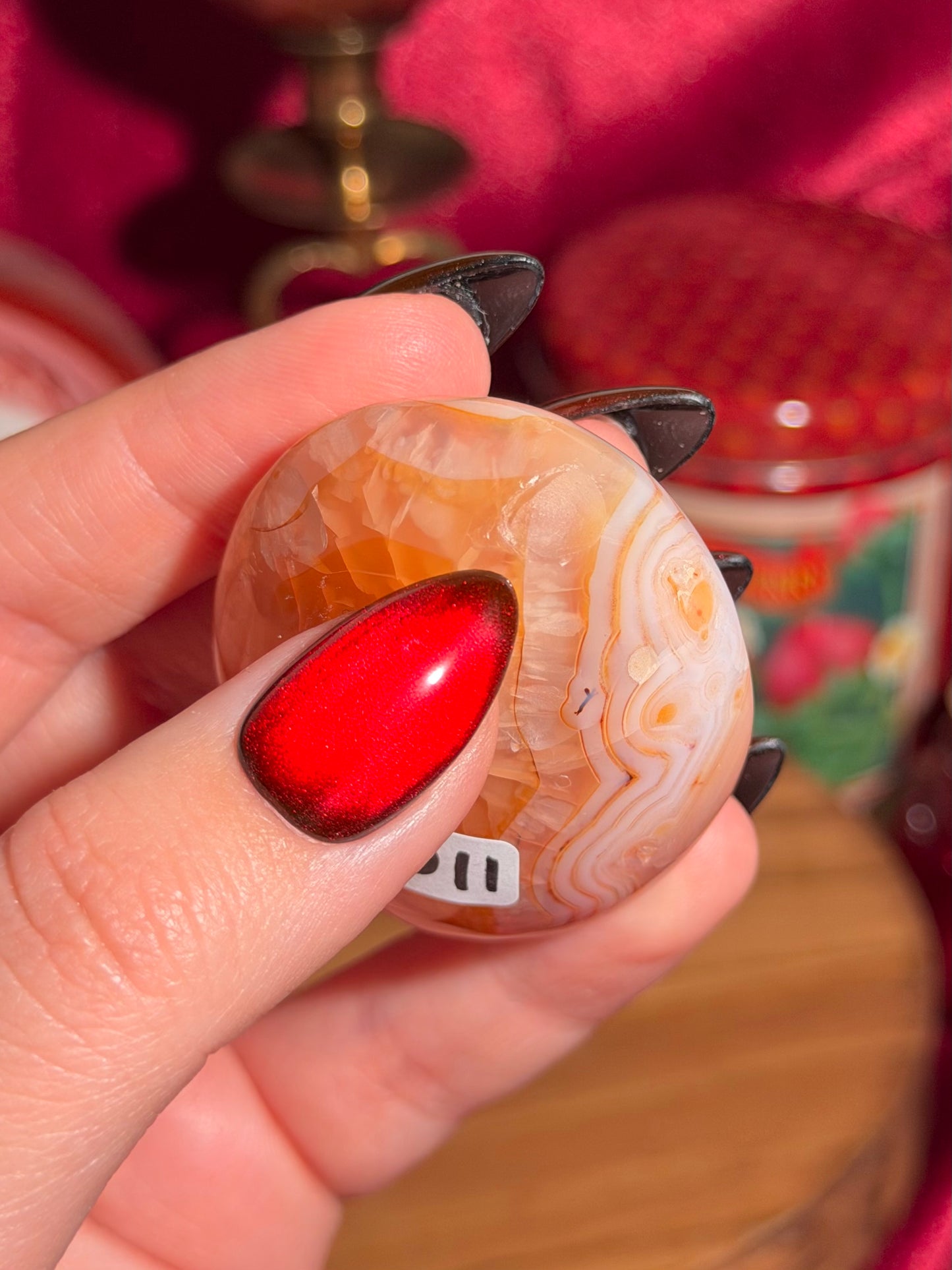Pink carnelian palmstone 11C
