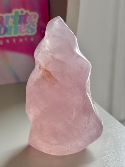 Gemmy star rose quartz flame