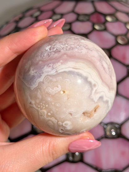 Pastel purple Pink amethyst x flower agate sphere