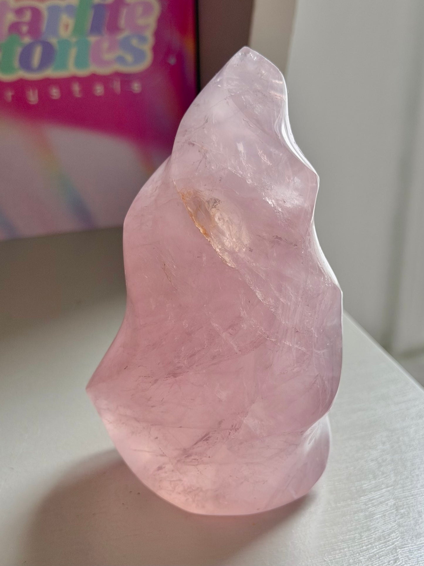 Gemmy star rose quartz flame