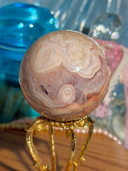 "Coral Reef" Indonesian crazy lace agate sphere 30B