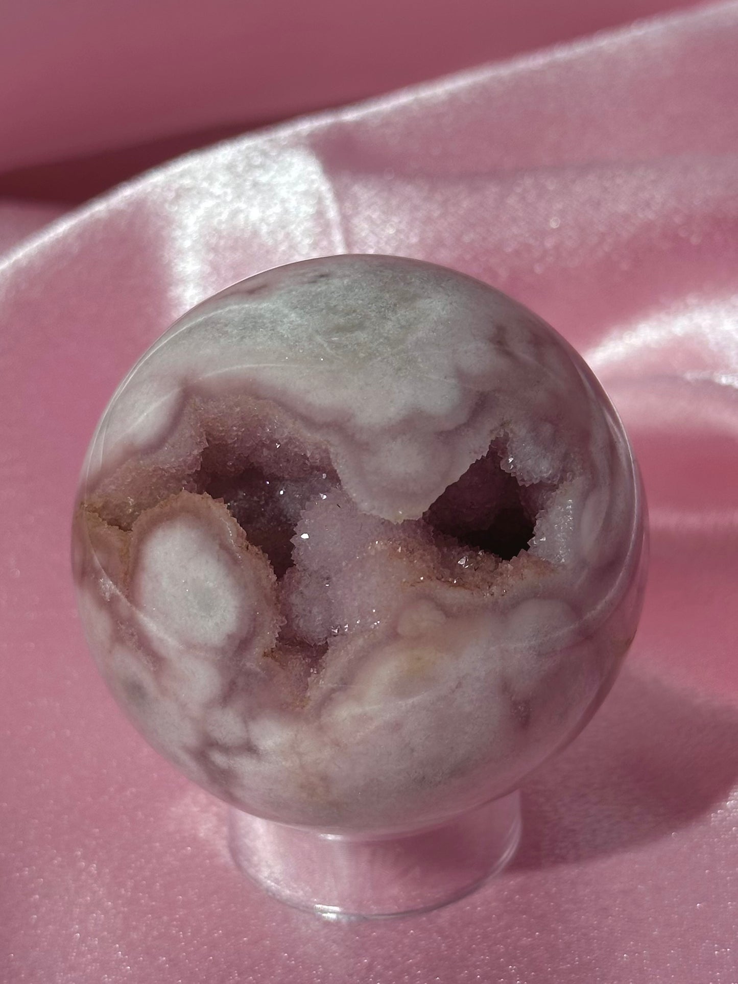 Brazilian pink amethyst x flower agate sphere