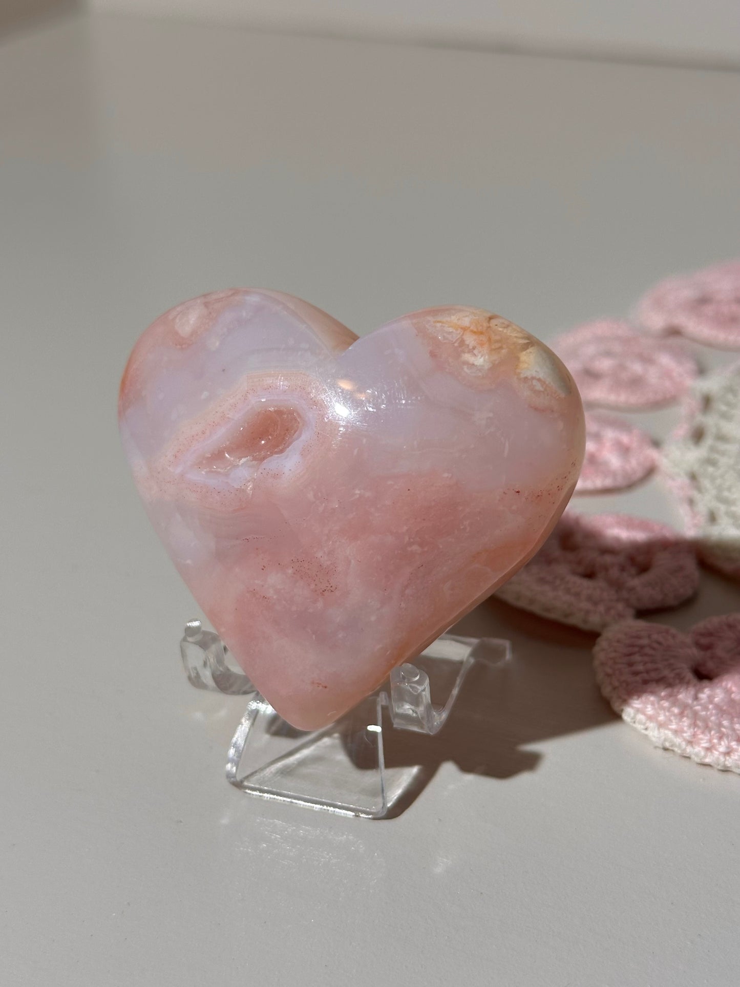 Carnelian x flower agate heart
