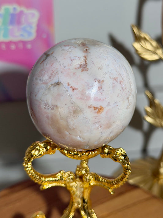 Pink carnelian sphere from Indonesia