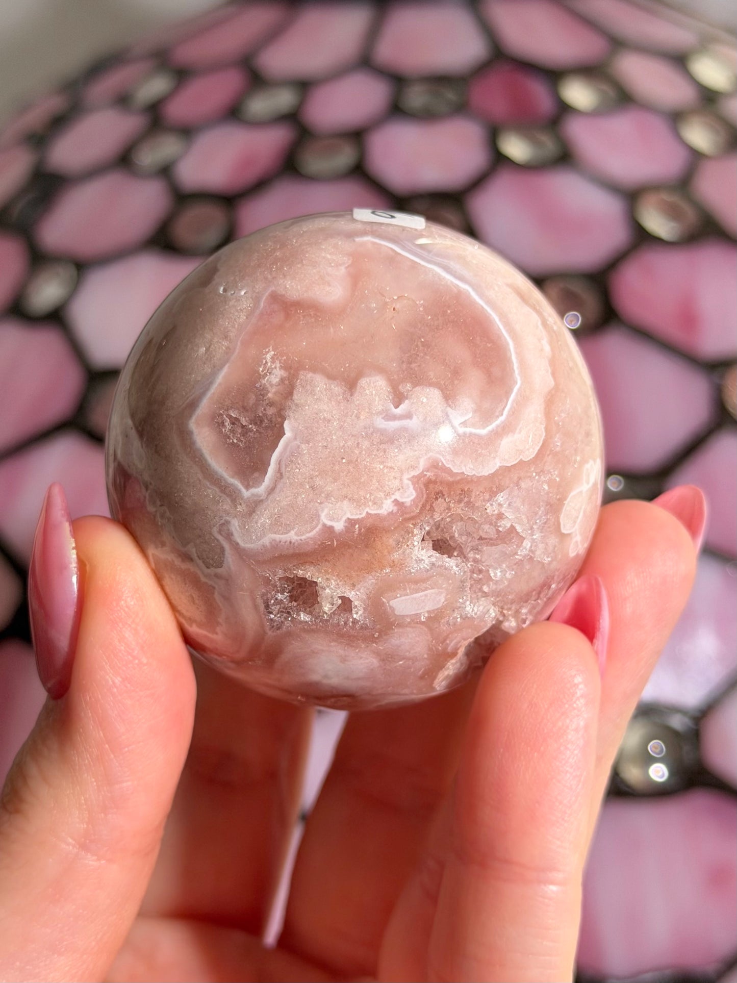 Hot pink quartzy Pink amethyst x flower agate sphere