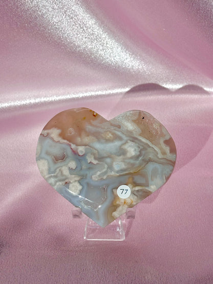 Flower agate heart (J)
