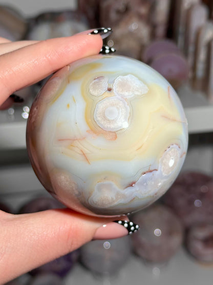 Colorful pastel flower agate sphere