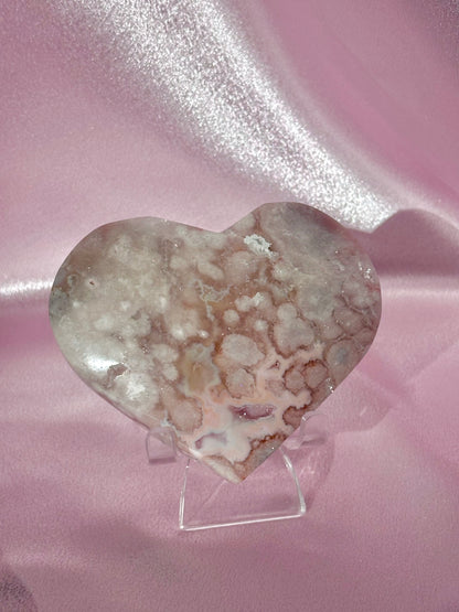 Flower agate heart (C)