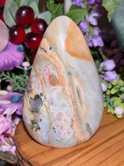 Pastel sea jasper freeform with pops of pink