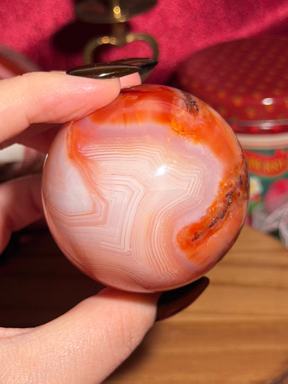 Pastel pink carnelian sphere
