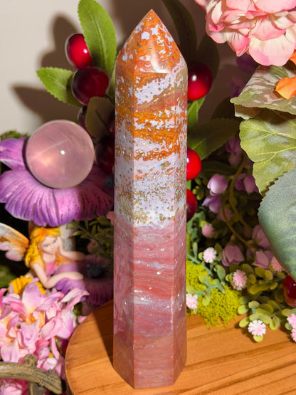 Strawberry pink orby sea jasper tower