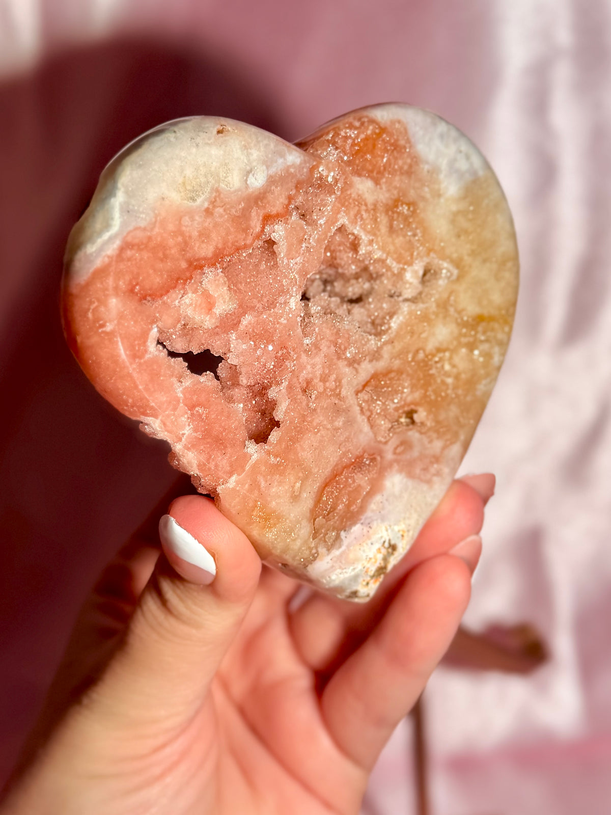Brazilian Pink Amethyst Heart On Stand