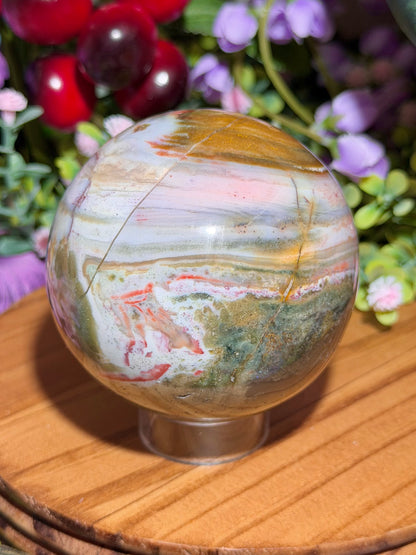 Fairy pink sea jasper sphere