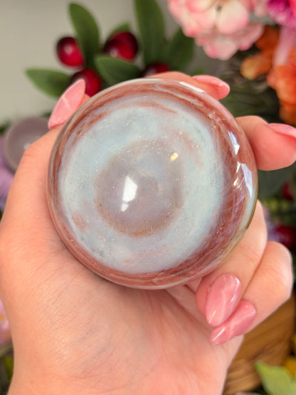 Multicolored pastel sea jasper sphere