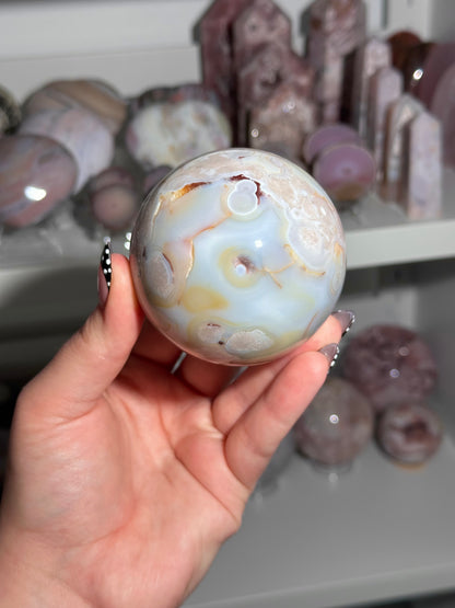 Colorful pastel flower agate sphere