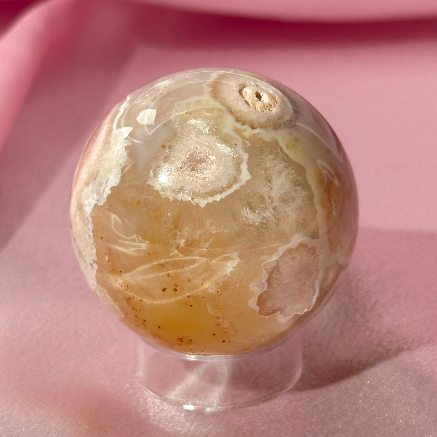 Pink amethyst flower agate sphere (O)