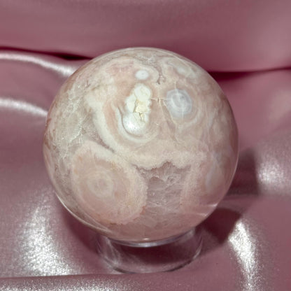 Pink amethyst flower agate sphere *imperfect (C)