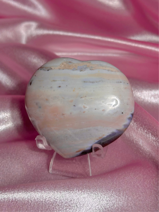 Ocean jasper heart + acrylic stand