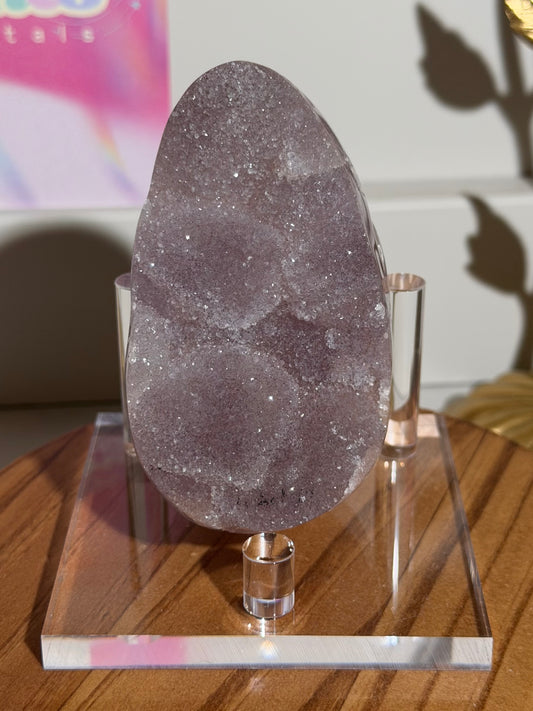 Brazilian purple sugar amethyst egg on stand